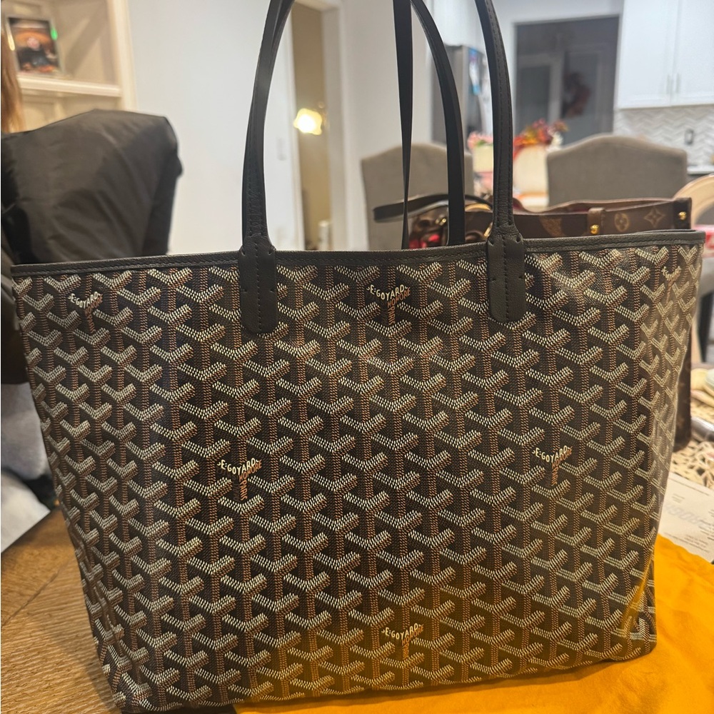 Goyard Black and Tan Chevron Tote